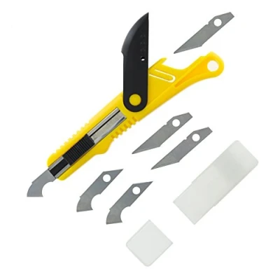 Bild av Modelcraft PKN4150/S plastskärare sax verktyg och 5 reservblad, gul/svart, 16,5 cm