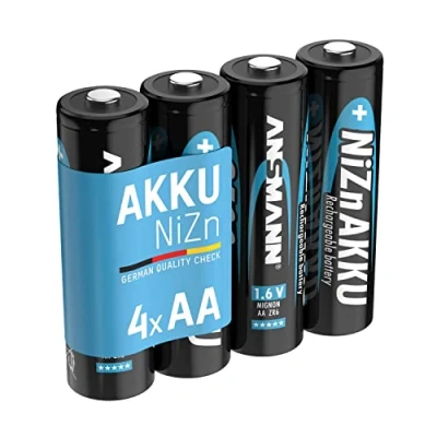 Bild av ANSMANN 4x Batterie ricaricabili stilo nichel zinco AA 1600 mAh 1,6 V ricarica rapida fino a 1000 cicli di per telecomando torcia