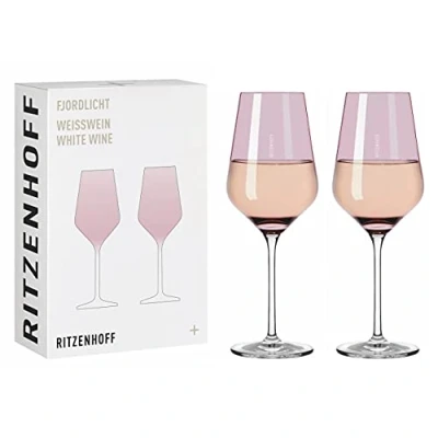 Bild av RITZENHOFF 3641003 vitvinsglas 300 ml serie ljusbelysning nr 3, 2 stycken med färggradient bär Made in Germany