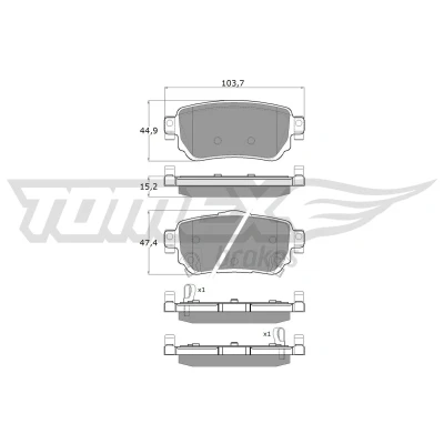 Bild av TOMEX brakes TX 18 27 Jeu de plaquettes frein Essieu arrière avec indicateur d&#039;usure NISSAN: Qashqai 2, X Trail, Leaf II, RENAULT: Kadjar, Koleos 2
