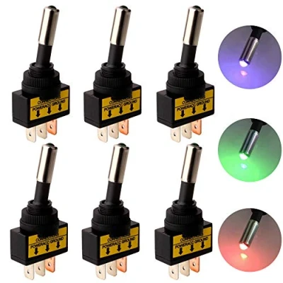 Bild av Gebildet 6 st 12 V 24 20 A, bilmotor, automatisk tryckknapp, vippströmbrytare med LED ljus (röd/blå/grön, 2 st)