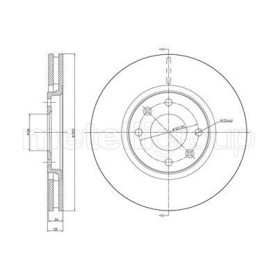 Bild av METELLI 23 0454 Disque de frein 283,0 26,0 4 66,0 ventilé PEUGEOT: 406 Berline, Coupe, Break, CITROËN: Xantia 3/5 portes, Break