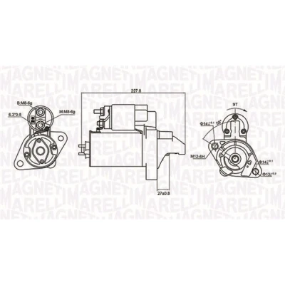 Bild av MAGNETI MARELLI 063721074010 Démarreur 12 1,4 9 AUDI: A6 C5 Berline, A4 B6 Avant, SKODA: Superb I Berline