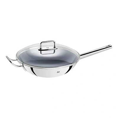 Bild av ZWILLING Wok, Inkl. Glasdeckel und herausnehmbaren Gittereinsatz, Mit langem Griff, Induktionsgeeignet, Ø 32 cm, Edelstahl, Plus
