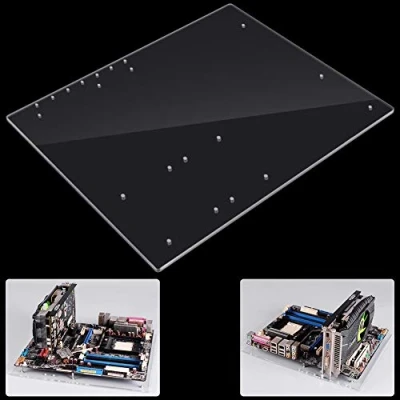 Bild av PC Open Frame Test Bench, Transparent ATX Moderkort Overlock DIY Air Chassis Case, 330x268mm Akryl, Lätt Att Montera Kit