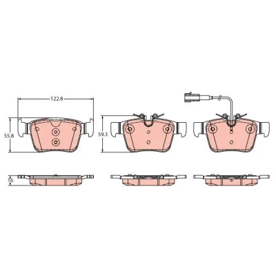 Bild av TRW GDB2364 Jeu de plaquettes frein contact signal d&#039;usure inclus MASERATI: GHIBLI 3, Levante SUV, Quattroporte VI