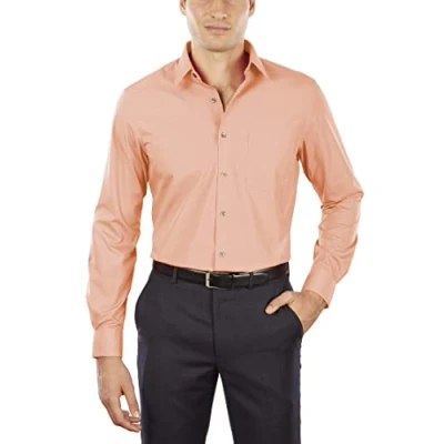 Bild av Van Heusen herrklänning skjorta anpassad poplin solid, Kammussla, 14.5 Neck / 32 33 Sleeve