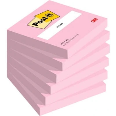 Bild av Post it självhäftande märkesanteckningar, rosa, 76 mm x mm, 6 Count, 100 ark/dyna, dynor/förpackning