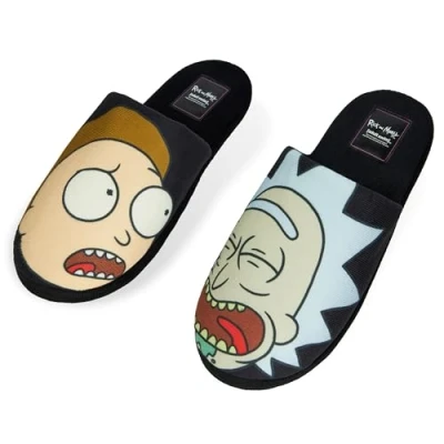 Bild av RICK AND MORTY herrtofflor inomhusskor tonåringar storlek 813 halkfria loungekläder presenter till honom, Svart/flerfärgad, 12 13