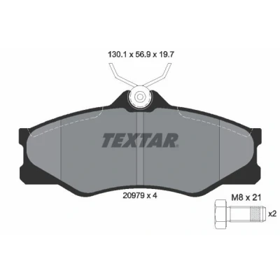 Bild av TEXTAR 2097904 Jeu de plaquettes frein non préparé pour indicateur d&#039;usure avec vis d&#039;étrier VOLKSWAGEN: TRANSPORTER 3 Kasten