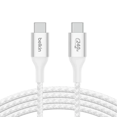 Bild av Belkin BoostCharge snabbladdningskabel för USB C till med 240 W Power Delivery, certifierad av IF, kompatibel MacBook Pro, Chromebook, iPhone 15, Samsung Galaxy, iPad, m. 1 m, vit