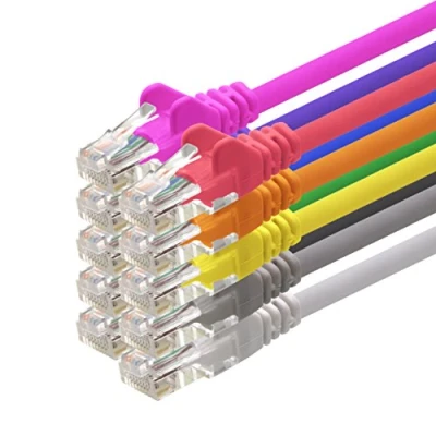 Bild av 1aTTack.de 2 m 10 färger LAN nätverkskabel CAT.5 CAT5 högkvalitativ Ethernet patchkabel, kompatibel med CAT6/CAT6a/CAT7