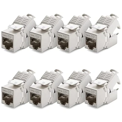 Bild av deleyCON 8x CAT 7 Keystone Jack Modul Idealisk för CAT7 CAT6 CAT6a Installation Kabelkontakt Patch Kabel Nätverkskabel STP Skärmning RJ45 Uttag 1000 MHz 10 Gbit/s Isoleringsklämma (LSA)