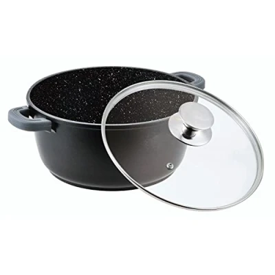 Bild av Kastrull på 10 liter, soppgryta av gjuten aluminium, med non stick beläggning, mjölkgryta, induktionsgryta 32 cm, glaslock, stekpanna