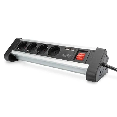 Bild av DIGITUS 4 vägs strömkabel 1U 10 tum (254 mm) rackmontering i nätverksskåp DN 95418 silver/svart