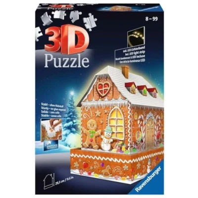 Bild av Ravensburger 11237 3D Pussel byggnader med ljus Ginger Bread House 216 bitar tredimensionell bygglädje &amp; inget lim behövs för vuxna och barn från 8 år