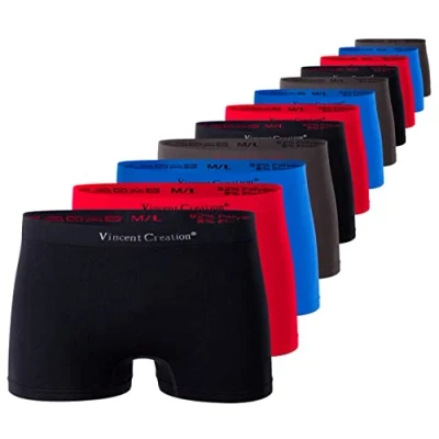 Bild av Vincent Creation Boxershorts för män, 12 pack, sömlösa retroshorts, smidig mjuk mikrofiber, S M