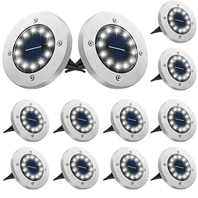 Bild av Bowfar Utomhus solcell [12 st], 12 LED 800 mAh, solcell, trädgård, vattentät, IP65, spotlight, dekorativt ljus för terrass, gräsmatta, trädgårdsväg, kall vit