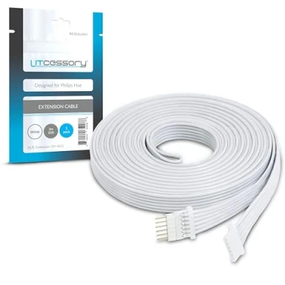 Bild av Litcessory Förlängningssladd för Philips Hue Lightstrip Plus (3m, 1 Bit, Vit MIKRO 6 PINNE V4)