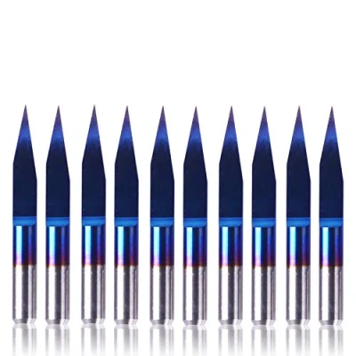 Bild av SainSmart Genmitsu 10 st Nano Blue Coat graverade stygn, 20 grader 0,1 mm spets 1/8 tums skaft CNC frässats konisk V bit