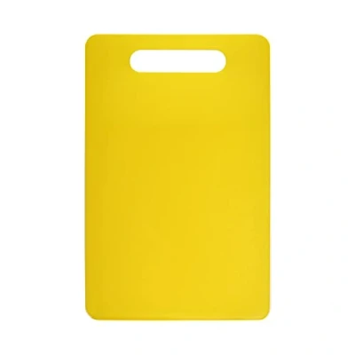 Bild av Plastverktyg skärbräda med handtag, matsäkert PP material, fotouzy BPA fri, diskmaskinssäker, tjock skärbräda, stor storlek (15,5 x 10), handtag enkelt grepp, för kök (gul)