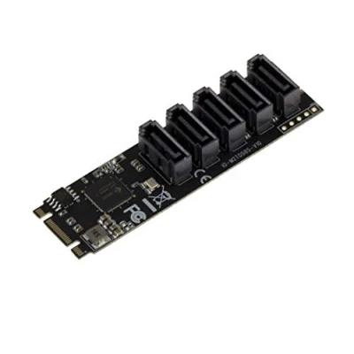Bild av KALEA INFORMATIQUE M.2 (M2 NGFF) typ PCIe M eller B+M Key 5 port SATA 3.0 6 Gbps med JMB585 chipset