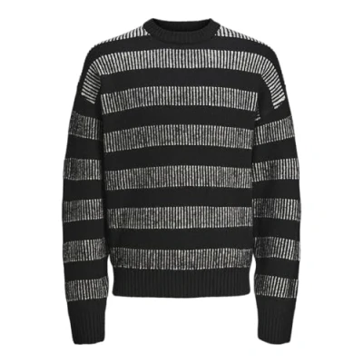 Bild av JACK&amp;JONES Jcospace randig stickad crew neck Sn, Svart/ränder: vit, XXL
