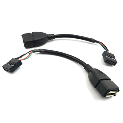 Bild av Duttek (2 pack) 10 cm USB 2.0 typ A hona till Dupont 9 polig sidhuvud moderkort kabelsladd (AF/9Pin 0,1 m)