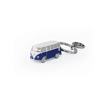 Bild av BRISA VW Collection Volkswagen emaljerad 3D metall nyckelhänge ring nyckelring tillbehör nyckelhållare i T1 Bulli buss design (blå)