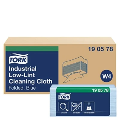 Bild av Tork 190578 luddfri industri rengöringsdukar för W4 enkel trasa system/1 lagers torkdukar i blå/premiumkvalitet/1 x 80 trasor/32,4 39 cm (B L)
