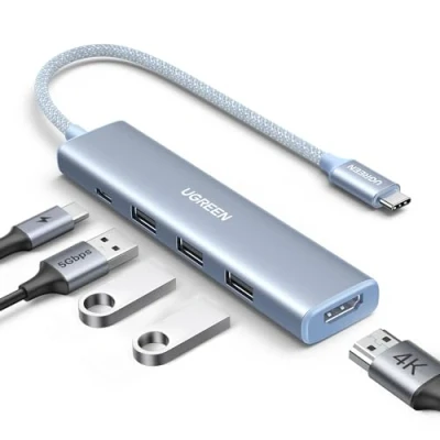 Bild av UGREEN Revodok USB C Hub Snygg serie adapter PD100W, 4K HDMI, 3*USB A 3.0 kompatibel med iMac, iPhone 15, Galaxy S24, Surface, MacBook Pro/Air, iPad Steam Deck etc. (Blå)