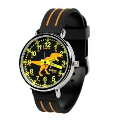Bild av Kiddus Time Teacher Swedish Klocka för barn, Storlek: One Size, T rex black and orange