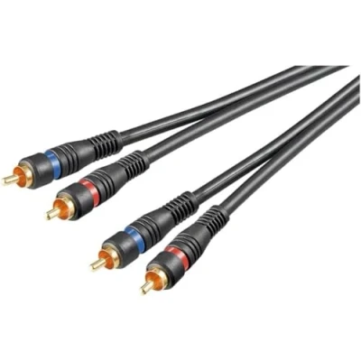 Bild av Goobay 50433 Stereo RCA kabel 2 x RCA, dubbelskärmad, svart, 0,2 m kabellängd