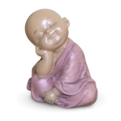 Bild av Baby Buddha statyett SB5 Zen och Feng Shui dekoration för en avkopplande atmosfär lyckobringare presentidé höjd: 7 cm färg: beige gammalrosa Zen&#039;Light