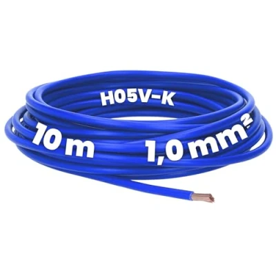 Bild av Kalitec 10 meter H05V K 1 mm² mörkblå kabel I flexibel PVC ledarkabel fåtrådig 1mm2 fintrådig enkelkabel