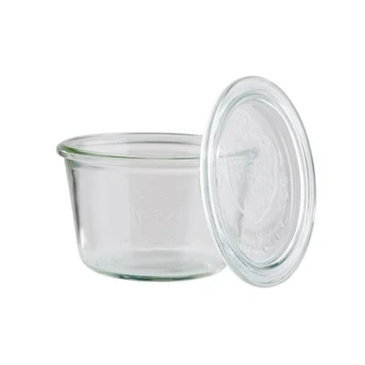 Bild av APS 3 x original WECK burkar 370 ml med lock, Ø 11 cm, H: 7,5 konserveringsburk, dekorationsburk, dessertburk, förvaringsburk, diskmaskinssäker