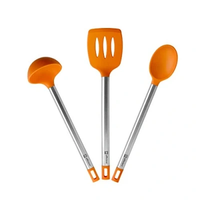 Bild av BRA Efficient 3 delat kökshjälpmedelsset, 36,5 cm, stekspade sked, gryta, rostfritt stål, nylon och silikon