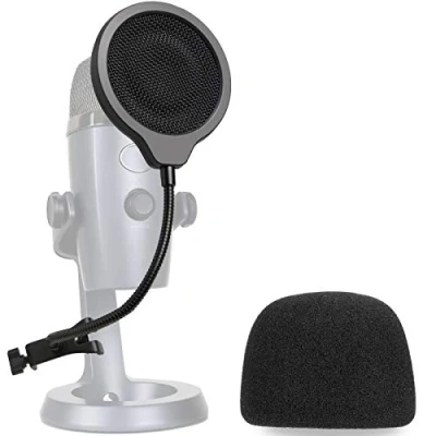 Bild av Yeti Nano Mic popfilter med skumvindruta 4 tum 3 lager mikrofon vind popskärm mask skydd och skum vindskydd för Blue att förbättra ljudkvaliteten YOUSHARES