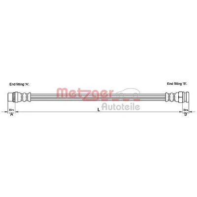Bild av METZGER 4110228 Flexible De Frein 216 CITROËN: C4 I Grand Picasso, Berlingo II Van, Picasso 1, PEUGEOT: 5008 I, Partner Tepee