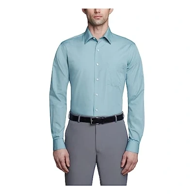 Bild av Van Heusen herrklänning skjorta anpassad poplin solid, Ocean Mist, 17 Neck / 34 35 Sleeve