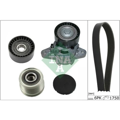 Bild av INA 529 0164 20 Jeu de courroies trapézoïdales à nervures avec poulie débrayable RENAULT: CLIO 2, LAGUNA 2 Grandtour, Sandero / Stepway 1