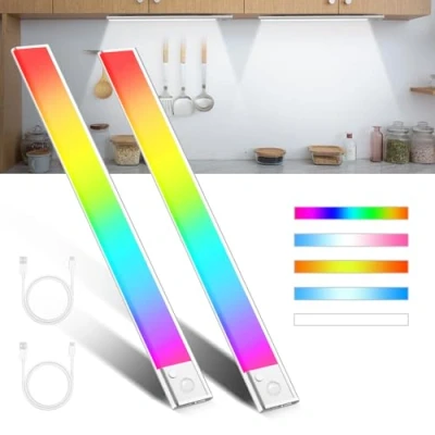 Bild av Comius Sharp Underbyggnad, kök, LED, dimbar, 40 cm, 89 LED skåpbelysning med rörelsedetektor, 2 200 mAh 5 färglägen USB, uppladdningsbart skåpljus, trådlös för skåp (2)