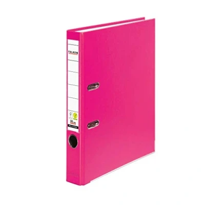 Bild av Original Falken PP Color plastmapp. Made in Germany. 5 cm smal DIN A4 pastellfärgad rosa ringbindare vegansk mapp brevmapp kontorsmapp plastmapp slitsad