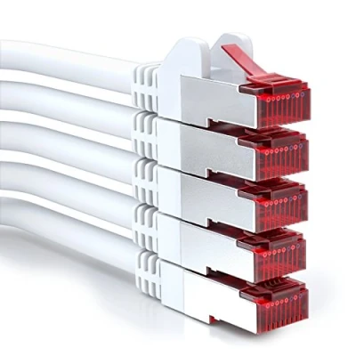 Bild av deleyCON 5x 0,5m CAT6 Patchkabel S/FTP PIMF Skärmning CAT 6 RJ45 Nätverkskabel Ethernet Kabel LAN DSL Switch Router Modem Access Point Patch Fields Vit