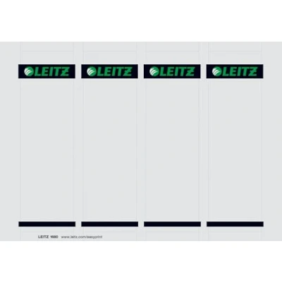 Bild av Leitz PC skrivbara mapperlappar etiketter för kvalitetsmapp 180, 100 stycken kartong, kort och brett format, 56 x 190 mm, grå, 16800085
