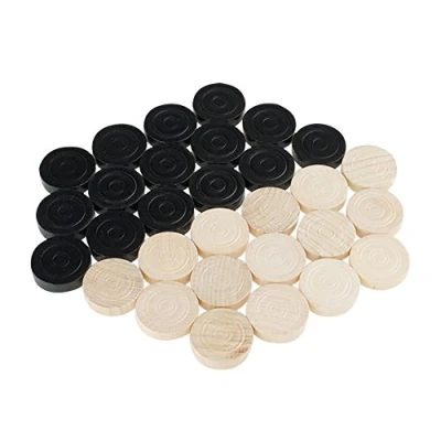 Bild av GICO Damkvarn backgammon spelstenar 31/8 mm, trä, 15 natur, svart 2800