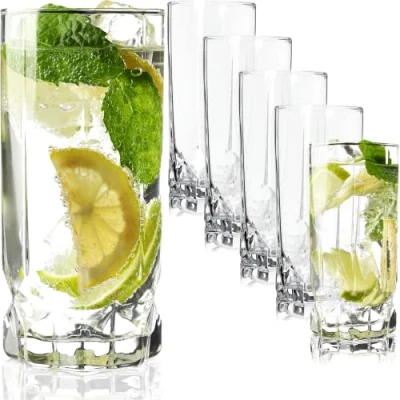 Bild av KADAX dricksglasögon, 6 seater, vattenglasögon, juice glas, glas för vatten, dryck, juice, fest, trädgård, universalglas, cocktailglas, dryckesfält, modern design (325 ml, hög)