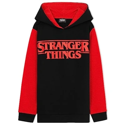 Bild av Stranger Things Huvtröja för barn och tonåringar andas 9 15 år Officiella merchandising gåvor, Svart/Network, 14 años