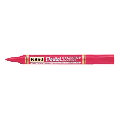Bild av Pentel N850 permanent markör, kulspets, rött bläck, 1 förpackning med 12 markörer