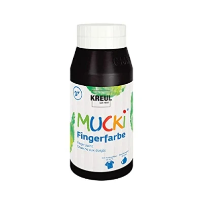 Bild av Kreul 23212 Mucki lysande fingerfärg, 750 ml i svart, vattenbaserad, parabenfri, glutenfri, laktosfri och vegansk, tvättbar, kan målas med pensel, svamp, spatel fingrar